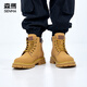Semir Martin Boots Herbst Herbst Neue dickdelste wasserdichte Wanderschuhe High-Top Retro Britische Schnee Rhabarber-Kampfstiefel Männer Curry Gelb (Männerstil) 40