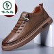 Woodpecker Brand Broken Code Leakage Genuine Leather Men's Shoes 2025 New Trendy Business Casual Shoes Soft Sole Versatile Sneakers Men's Leather Shoes E44--F19-Brown 42