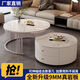 Oppein [9230 People Elogied] Café Mesa de café Luz Luxury Simple Modern Living Sala Pequeño apartamento lateral nórdico Rocas Rocas negras Gabinete gris [Snow Mountain White + Snow Mountain White] 50 + 70 [Slab de roca real importada]