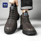 Hoilan Home (HLA) Martin Boots Fall and Winter New Casual Medium y High Top más Botas de vellón engrosadas Botas de trabajo para hombres Botas de cuero calientes de cilindro negro (Haagzm4aba0562 45
