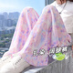 Nickybaby Girls Widm-Bein Hosen Sommer Dünne Kindereiseishose Große Kinder Kleidung Mädchen Moskito-Repellenthosen Straighthose LOSS 15088 Pink Purple + 9889 Weiß [Set] 130