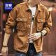 Romon Jacket American Heavyweight Retro Denim Jacket Men's Autumn and Winter Velvet Loose Casual Tough Guy Hunting Workwear Men's Turmeric L Suitable for 120-140 Jin Jin equals 0.5 kg