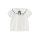 DAVE&BELLA girls' shirts short-sleeved children's tops college style big children's clothes summer new cotton girls' shirt white ready in stock 140 cm (recommended height 130-140cm)