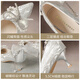 Zhr talons hauts femelles élégantes pointues chaussures célibataires femelles tempérament himnestone semi-chabille femelle chaîne de perle mince talon chaussures de femmes argent 37
