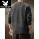 Playboy (PLAYBOY) American Henley Collar Old Money Style Tough Guy Sweater Men's Autumn Long Sleeve Loose Inner Casual Sweater Men's Flower Dark Gray M Suitable for -120Jin Jin is equal to 0.5 kg