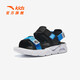 ANTA Children's Sandals Men's Beach Shoes 2024 Summer New Open Toe Arch Student Outdoor Sandals Black/Medium Blue-2 35 Size