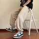 Pantalones casuales retro estadounidenses de doretin para hombres en primavera y otoño nuevo estilo de adolescentes modernos atando pantalones cálidos y hermosos pantalones 1049 negros regulares m recomendados 80-100Jin [Jin iguala 0.5 kg]