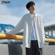POUM high-end long-sleeved shirt men's spring and autumn casual loose shirt jacket top KJ01 white XL