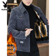 Playboy Winter Warm Plus Velvet Thick Woolen Jacket Men's Slim Casual Lapel Jacket Winter Short Woolen Coat Gray # Velvet L 110-130