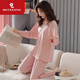 Pedal de seda [selección de marca] Pajamas sexy para mujeres en primavera y otoño modal de algodón modal de algodón suelto de gran tamaño de mediana edad X9201 verde gris L recomendado 100-120Jin [Jin equivale a 0,5 kg]
