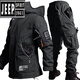 Jeep (JEEP) Outdoor Soft Shell Jacket Suit Men's Velvet Thickened Work Clothes Waterproof Windproof Fishing Cycling Suit Keep Warm in Winter Black XL 175 (135-150Jin Jin equals 0.5kg)