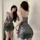 Taoyiyou (Taoyiyou) Club nocturno de vestimenta Sexy Disco Disco Internet Celebridad Celera de falda corta Cadera plisada Halter Halter Cuello sin cuello Falda Red M sugiere 90-100 Jin [Jin equivale a 0.5 kg]