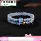 Luanjie Moonstone Bracelet Double Circle Natural Crystal Bracelet Aquamarine Tiger Eye Stone Transfer Sapphire Beads 6mm