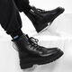 Botas Xier Martin Men Nuevas botas de trabajo de estilo británico de alto contenido Botas de cuero retro de moda Botas de motocicleta de suela gruesa Men Negro 40