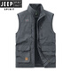 JEEP SPIRIT吉普男士马甲春秋季新款户外工装马夹休闲大码运动中年背心外套 677黑色 L (110-120斤)