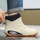 Xili Herren Short Tube Regenstiefel Neue integrierte Samt warme Wasserschuhe Low-Top-Abdeckungsschuhe Fischereiwagen Anti-Slip-Arbeit Gummi Schuhe Beige 41