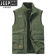 JEEP SPIRIT吉普男士马甲春秋季新款户外工装马夹休闲大码运动中年背心外套 677黑色 L (110-120斤)