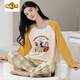MIDNITE STAR pure cotton pajamas for women spring and autumn long sleeves internet celebrity round neck autumn sweet home clothes cotton set YSH-long sleeves set #1289 M double-sided pure cotton/suggested 80-100Jin [Jin equals 0.5 kg]