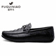 Fugui Bird Men's Shoes Summer Toe Cowhide Casual Casual Crocodile Patter