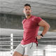 FCFV muscle lifting bodybuilding new bodybuilding shark T-shirt solid color tight elastic short-sleeved men quick-drying training suit top gray (real blue gray) M