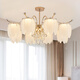XMSJ Cream Style Light Luxury Living Room Master Light Bedroom Light French Feather Crystal Restaurant Creative Lamp 2024 New Chandelier Light Source Ra9710 Head Offline Voice