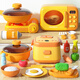 Mailobao Mailipox Cocina para niños Caja de regalo de juguete para niñas Refrigerador de arroz para el hogar Regalo de vacaciones de cumpleaños para niñas