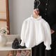 Disney girls' stylish velvet sweater for winter, Korean style baby inner wear, Lolita bottoming shirt, lace long-sleeved top, white velvet (high-quality fabric) 90