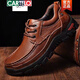 
CARTELO Crocodile (CARTELO) top layer cowhide casual men's shoes genuine leather plus velvet cotton shoes outdoor casual hiking shoes dad's shoes fashionable and versatile and comfortable dark brown plus velvet 6198 38