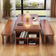 Shanghuashi full solid wood desk home dining table integrated workbench reading table to the living room large board student learning writing desk CR9903# log color single table 200x80x75cm