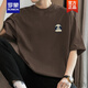 ROMON (ROMON) 260g heavy pure cotton bear t-shirt for men's short-sleeved summer loose tops for cotton half-sleeved round neck bottoming shirt M09-702 white L [120-140Jin [Jin equals 0.5 kg]]