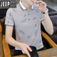 Jeep (JEEP) 2025 summer new men's pure. Cotton short-sleeved T-shirt POLO. shirt men's lapel casual top QY-679-Black XL 120-135Jin [Jin equals 0.5 kg]