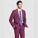 Jijia autumn and winter fashion suit two-piece casual men's striped VBC wool suit jacket rose red 175/96A suit + trousers