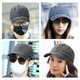 Sen uses the new old-fashioned baseball cap for men and women in spring and summer fashion denim baseball cap with large head circumference, Korean style trendy gray peaked cap