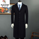 Woodpecker (TUCANO) men's coat men's long middle-aged knee-high suit collar Korean style autumn and winter windbreaker woolen high-end brand coat black long 2XL 125-140Jin Jin equals 0.5 kg