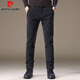 Pierre Cardin business casual pants for men in autumn and winter, trendy thickened woolen pants for middle-aged and young people, men's elastic trousers, black 33