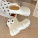 Thin strips (XIXITIAO) play with water on rainy days, anti-slip cute rain boots eva thick sole four seasons universal big eyes women wear rain boots off white single layer [cartoon big eyes] 36 36-37 large size 1