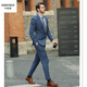 Carbonau wool blue British yuppie suit suit men's suit jacket casual engagement groom wedding formal wear anti-wrinkle glazed blue one button 42 tops trousers size remarks