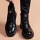 COOKOOS brand Martin boots men's top layer cowhide genuine leather British style Zhongbang work boots casual versatile leather boots men's black 38 (240mm)
