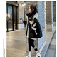 Yuannuo black spliced parka down jacket 2026 winter new style small loose slim hooded jacket picture color (ready in stock) M recommended 80-100Jin Jin equals 0.5 kg