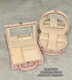New product 3CE winter pink plaid storage box jewelry box blue cosmetic box portable hand mirror carry-on luggage blush City Mauve