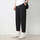 Jewish casual pants for men in summer new loose ice silk straight sport nine-point pants for men conical Korean style trendy trousers 9904 black 3XL