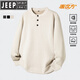 JEEP SPIRIT Heavy New Chinese Henley Collar Long Sleeve T-shirt Men's Autumn Velvet Thickened Layer Bottoming Shirt Wool Sweater PY39-Khaki M 90-130Jin Jin is equal to 0.5 kg
