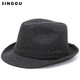 What a cool top hat for middle-aged and elderly men, high-end spring and autumn woolen woolen warm jazz hat, winter dad and elderly retro gentleman hat, dark gray S (55-56cm)