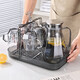 Glass water cup set, high temperature resistant, high-end tea set, large capacity, household drinking water, teacup, teapot, cold kettle, juice, smoky gray, with tray and cup holder