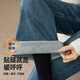 Yiyang (ESE-Y) Velvet Tuned Jeans for Women 2025 Autumn and Winter Mild Pants Denim Blue-Small (Height 155-162) 28