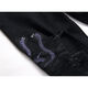 Moring Bull New High Street AM Trendy Jeans Herren zerrissener Cobra Sticker Leder Patch Elastizität Slim Black Black 3523 29