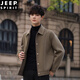 JEEP SPIRIT autumn and winter high-end wool double-sided woolen coat men's short lapel jacket woolen top men's woolen coat light brown XL 130-150Jin Jin equals 0.5 kg