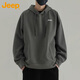 JEEP Jeep sweatshirt men's autumn and winter hooded loose men's long-sleeved T-shirt tops men's volcanic ash XL