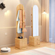 
Yuemingting solid wood multi-functional coat rack floor-standing full-body mirror storage dressing mirror movable rotatable fitting mirror combination walnut color