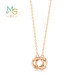 Chow Sang Sang small round bead color gold necklace 18K rose gold set chain with pendant interlocking 91979N price 47 cm